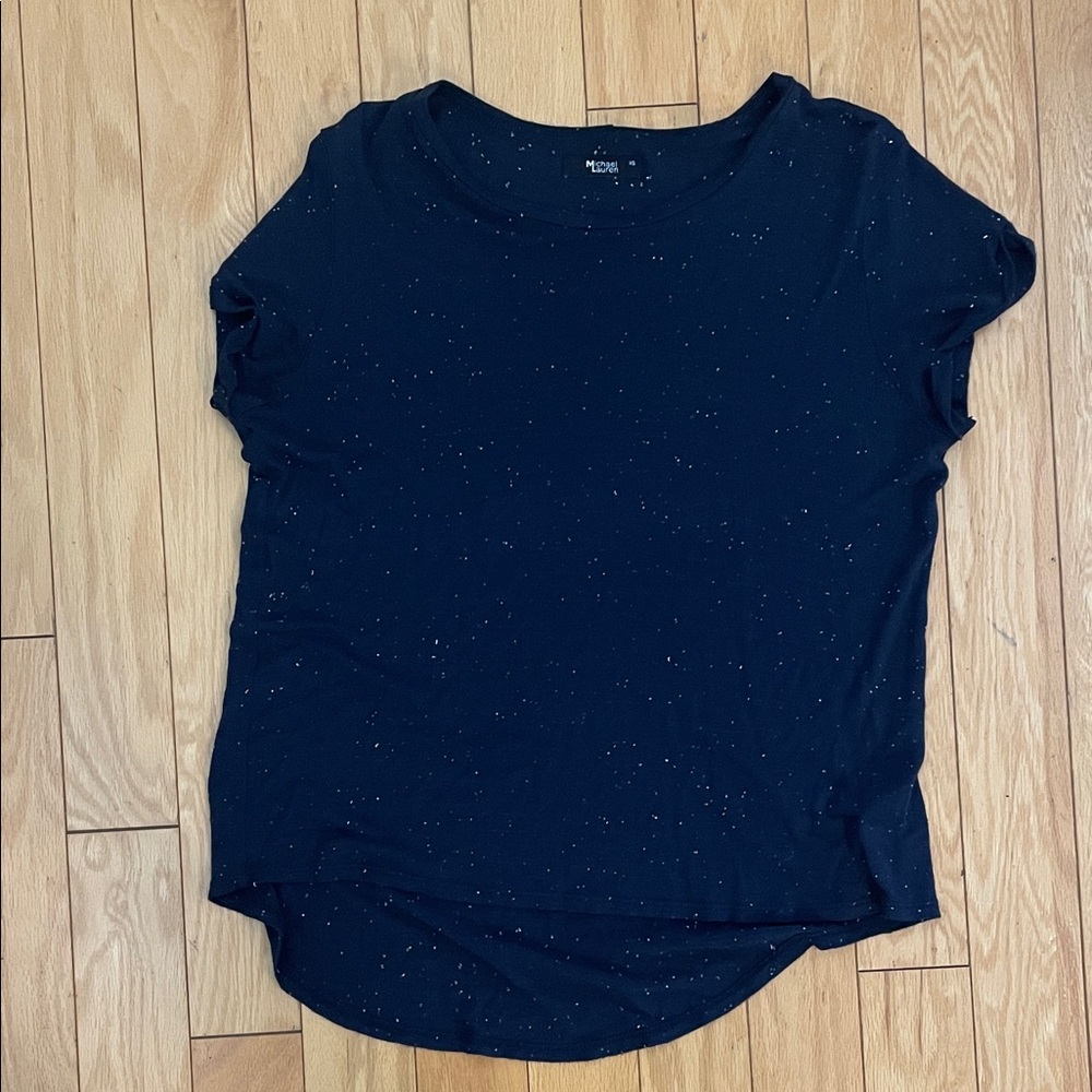 Michael Lauren Navy Speckled Short Sleeve Tee